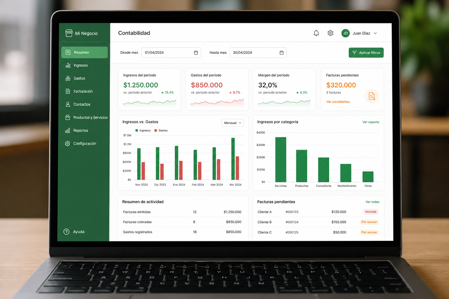 Contabilidad con filtros por periodo